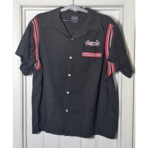 Vintage Hilton Apparel Chicago Speedway Embroidered Button Up Size XXL Black USA